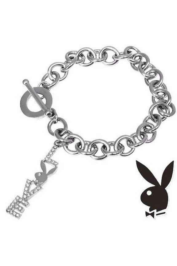 Bracelet Bunny LOVE Charm Toggle Clasp Swarovski Crystals Platinum Plated