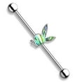 thumbnail image 1 of Playboy Bunny 316L Surgical Steel Industrial Barbell Abalone Inlay, 1 of 1