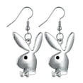 thumbnail image 1 of Playboy Bunny Logo Silvertone French Wire Earrings, 1 of 1