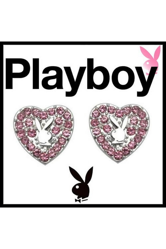 Earrings Heart Bunny Stud Pink Swarovski Crystals xoxo Love y2k
