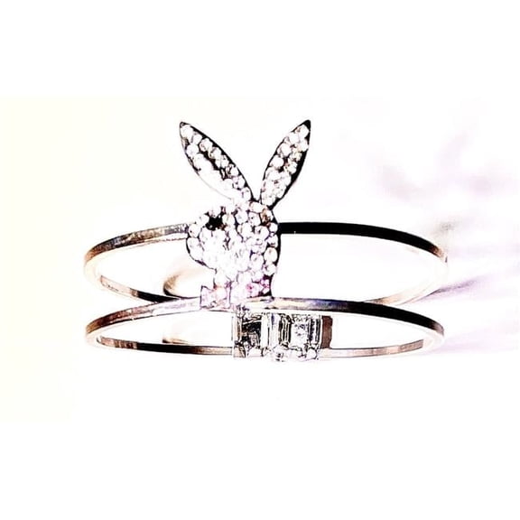 Playboy Jewelry Stainless Steel Two Square Bar Bangle
