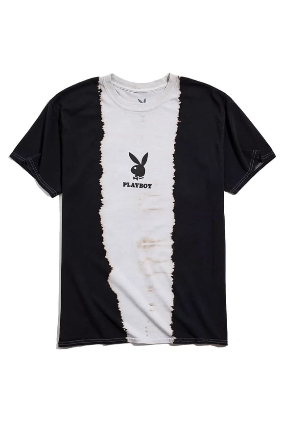 Playboy Men's Short-Sleeve Tie-Dye Logo Graphic T-Shirt (Grey/Black, Large, L)