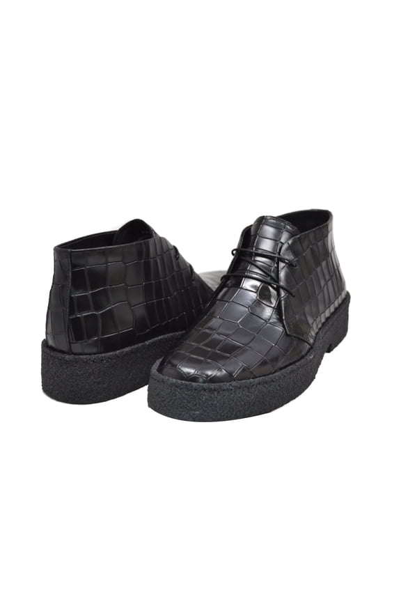 Playboy Original High Top Crocodile Leather Shoes with Gummy Soles