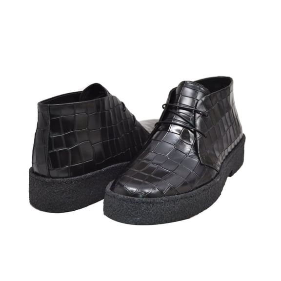 Playboy Original High Top Crocodile Leather Shoes with Gummy Soles