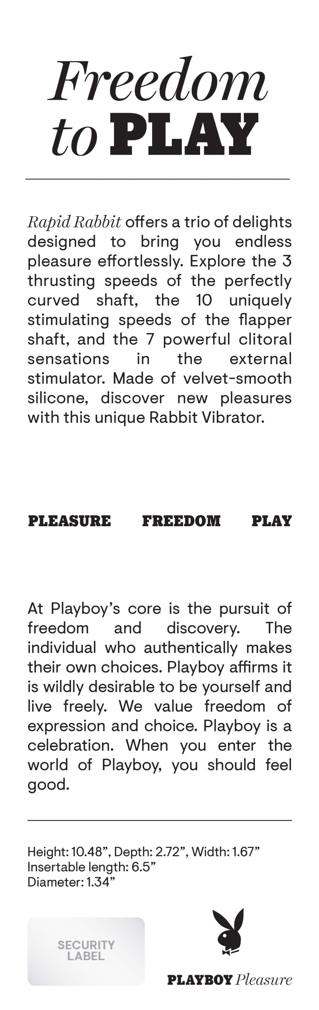 Playboy Pleasure - Rapid Rabbit - Vibrator - Black