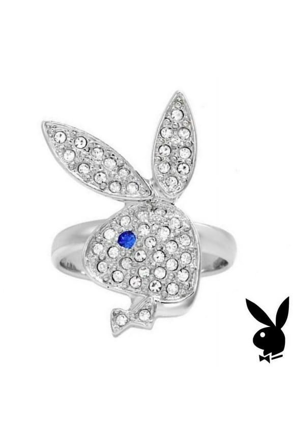 Ring Bunny Logo Swarovski Crystals Adjustable Size 5.5 up