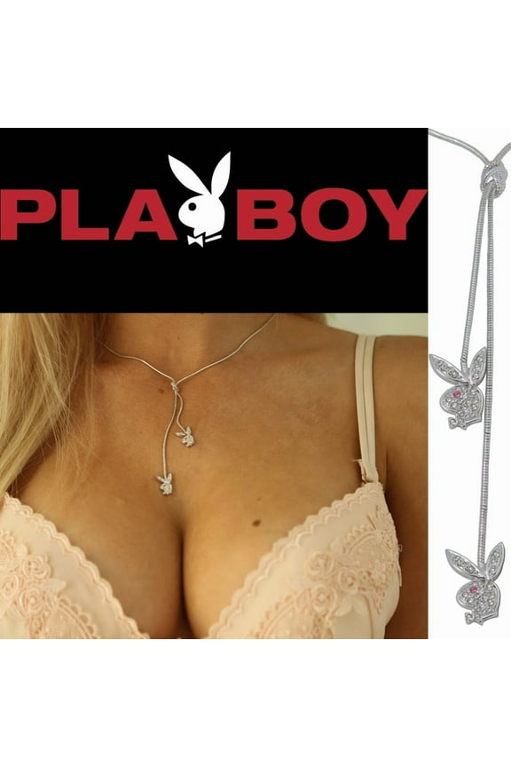 Y Necklace Swarovski Crystal Bunny Silver Platinum Plated Lariat