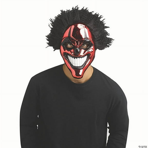 Playboy - s Red Chrome Evil Clown Full Mask with Black Hair - One Size - One Size