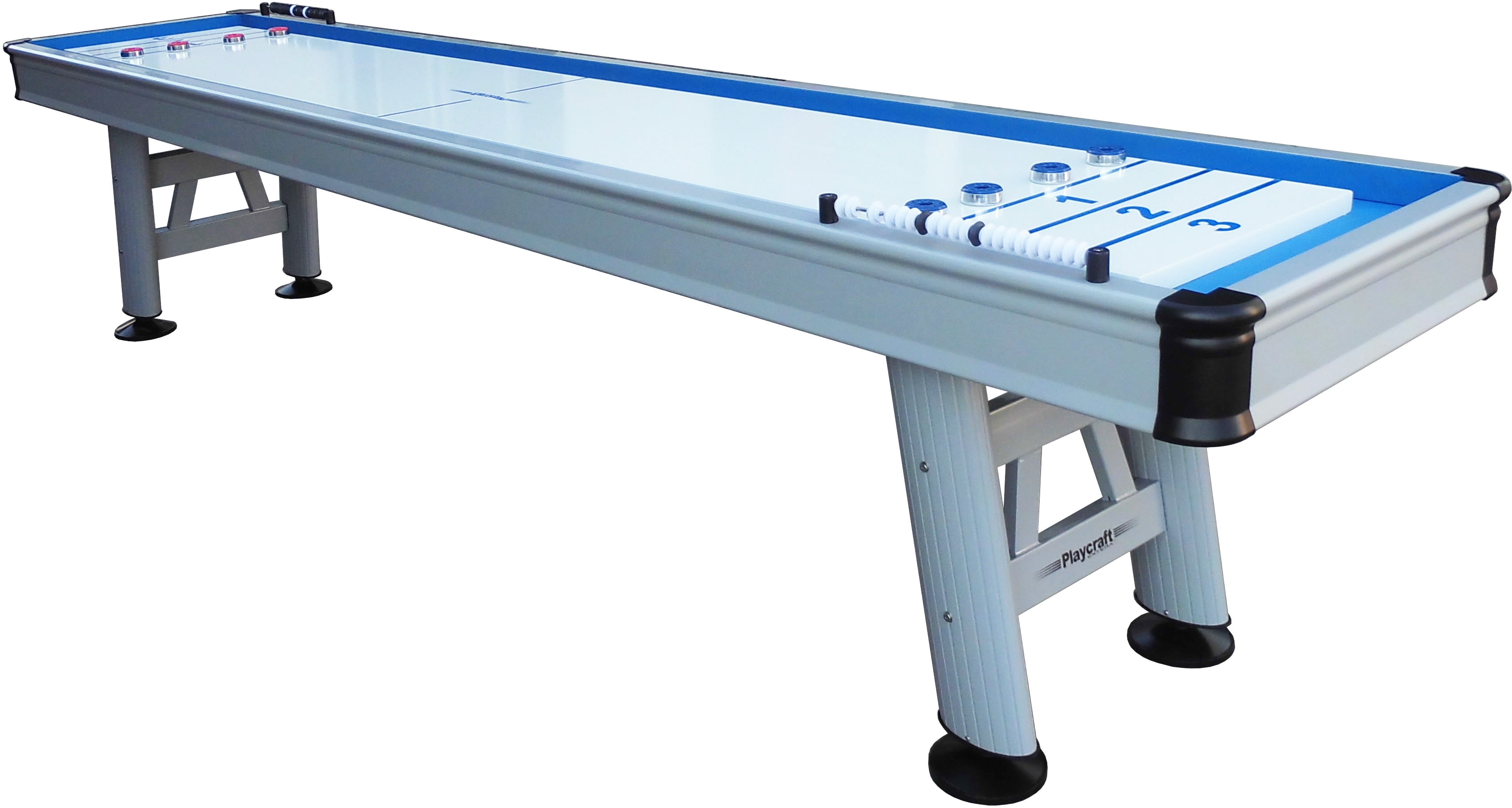 Playcraft 12' Aluminum Outdoor Shuffleboard Table with Electric Blue Accent