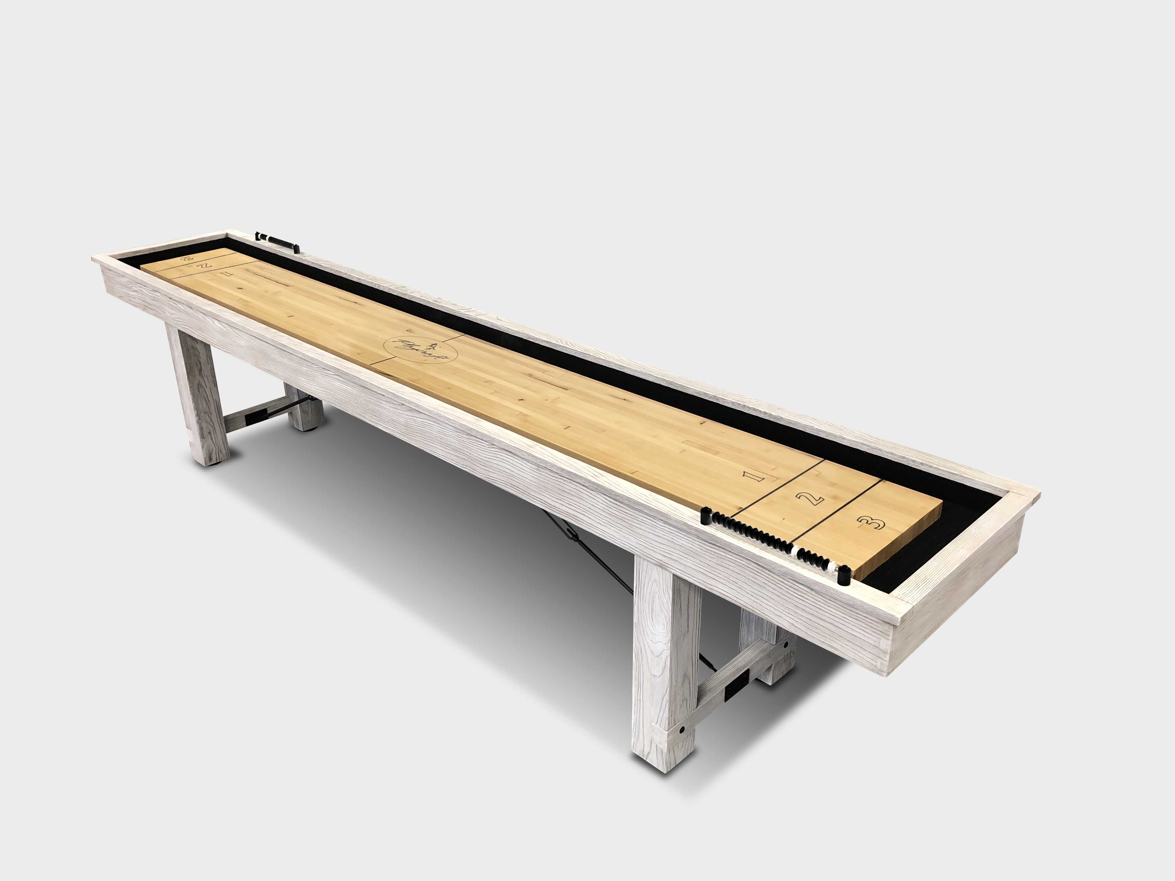 Montauk Whitewashed Solid Hardwood 9' Shuffleboard Table