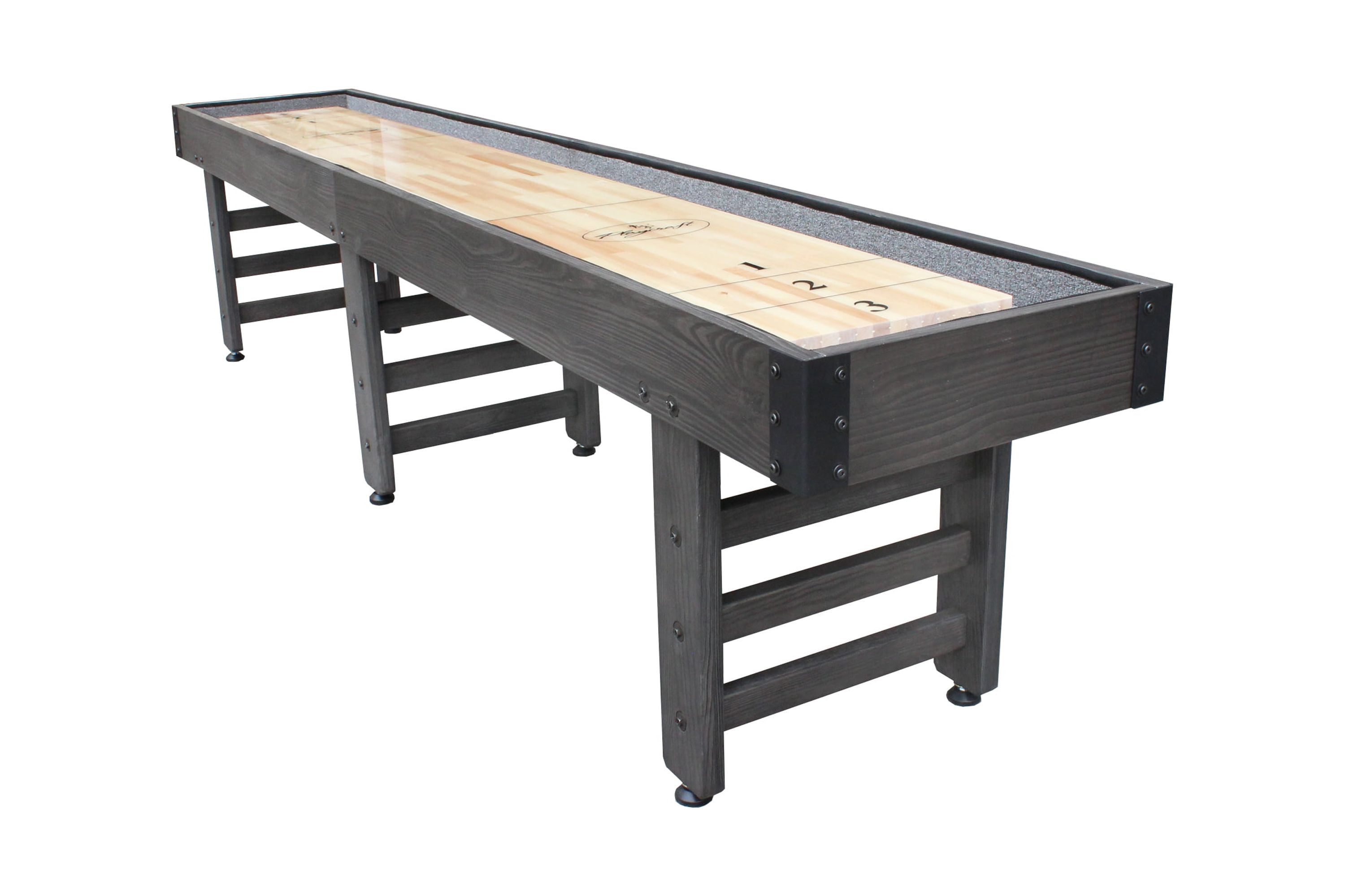 14' Weathered Charcoal Gray Hardwood Shuffleboard Table