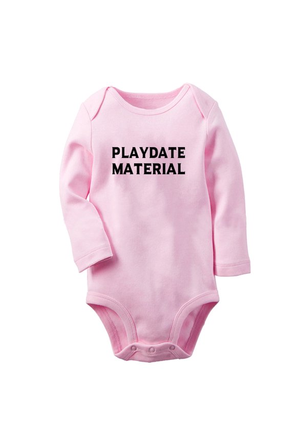 Playdate Material Funny Rompers, Newborn Baby Unisex Bodysuits, Infant Jumpsuits, Toddler 0-12 Months Kids Long Sleeves Oufits (Pink, 6-12 Months)