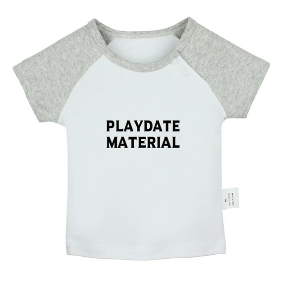 Playdate Material Funny T shirt For Baby, Newborn Babies T-shirts, Infant Tops, 0-24M Kids Graphic Tees Clothing (Short Gray Raglan T-shirt, 0-6 Months)