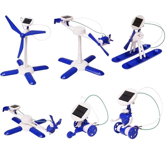 Playdate Toys DIY Blue 6 in 1 Educational Solar Robot Vehicles