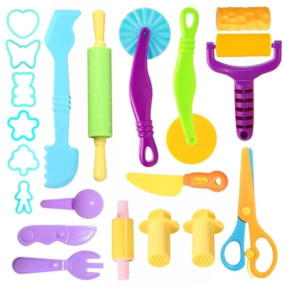 Playdough Tools Set, 18 Pcs Play Dough Sets for Kids Ages 4-8, Creative Play Dough Accessories with Clay Cutters, Roller, Molds, Safety Scissors, Educational Toys for Boys Girls