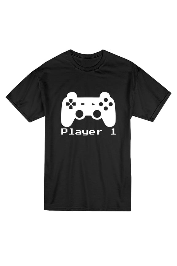 Player 1 Videogame Matching Dad Son Men Black T-Shirt, Male Large