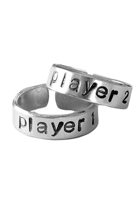 Player 1 and Player 2 Video Game Ring Set | BFF Best Friends | Adjustable Alu...