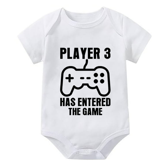 Player 3 Has Entered The Game Baby Romper Girl Short Sleeve Baby Boy Rompers Newborn White 3-6 Month Boy Rompers