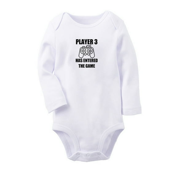 Player 3 Has Entered The Game Funny Rompers, Newborn Baby Unisex Bodysuits, Infant Jumpsuits, Toddler 0-12 Months Kids Long Sleeves Oufits (White, 6-12 Months)