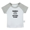 thumbnail image 1 of Player 3 Has Entered The Game Funny T shirt For Baby, Newborn Babies T-shirts, Infant Tops, 0-24M Kids Graphic Tees Clothing (Short Gray Raglan T-shirt, 18-24 Months), 1 of 4