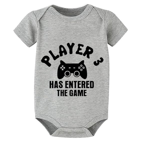 Player 3 Has Entered The Game Plain Romper Short Sleeve Baby Boys' Romper Rompers White Boy Infant Clothes 0-3 Months