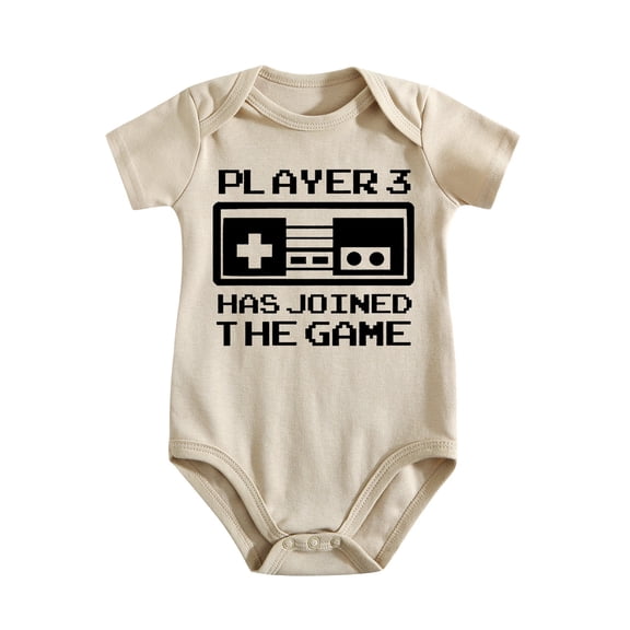 Player 3 Has Joined The Game Baby Bodysuit – Funny Gamer Baby One Piece Outfit for Boys Or Girls Light Apricot-style-1 0-3M