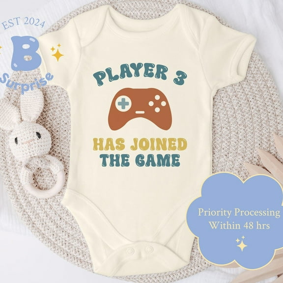 Player 3 Has Joined The Game Onesie, Gamer Baby Bodysuit, Video Game Themed Boy Outfit, Newborn Gaming Shirt Cute Baby Onesie, BABY BODYSUIT LAT 4424