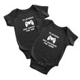 thumbnail image 1 of Player 3 Player 4 Has Entered The Game Funny Newborn Twins Baby Rompers Clothes (Black, 18-24M), 1 of 5