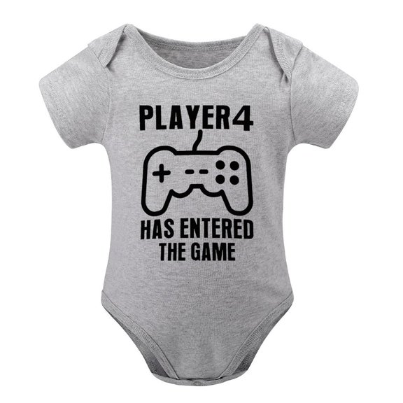 Player 4 Has Entered The Game Baby Bodysuit - Boy Girl Cute Newborn Clothes Funny Infant Outfit Gray-style-1 9months