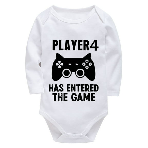 Player 4 Has Entered The Game New Born Baby Girl Long Sleeve Baby Boy Onesie White Unisex 0-3 Month Clothes