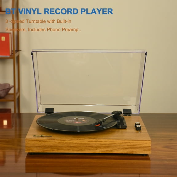 Player,By Wooden Speeds Bt5.3 Compatible With Vinyl Player Bt5.3 Rca Output With Cover Player With Port Vinyl 7/10/12-inch Vinyl Rca Port Player Turntable Wooden Rpm Speeds Port Player By