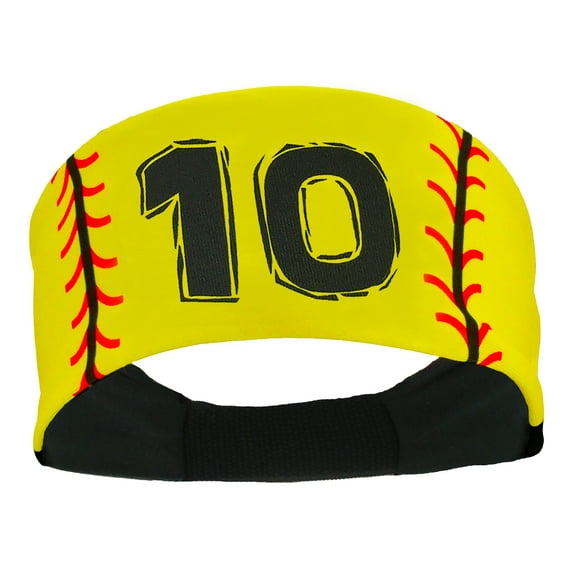 Player ID Softball Stitch Headband (Yellow, #10)