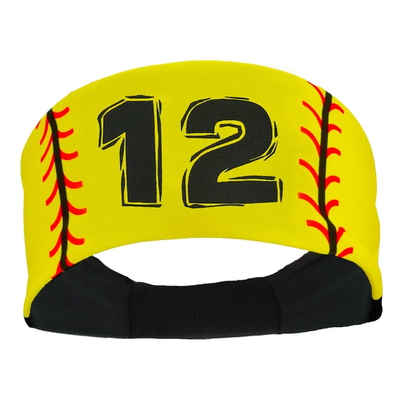 Player ID Softball Stitch Headband (Yellow, #12)