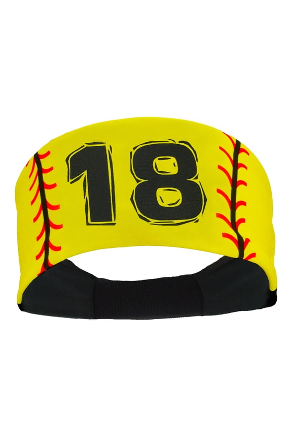 Player ID Softball Stitch Headband (Yellow, #18)