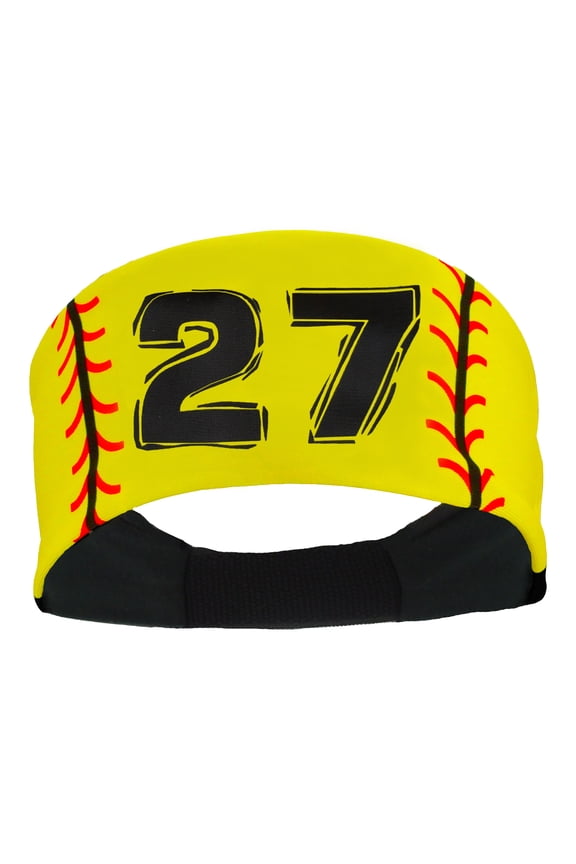 Player ID Softball Stitch Headband (Yellow, #27)