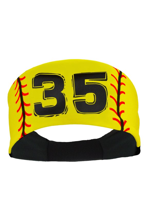 Player ID Softball Stitch Headband (Yellow, #35)