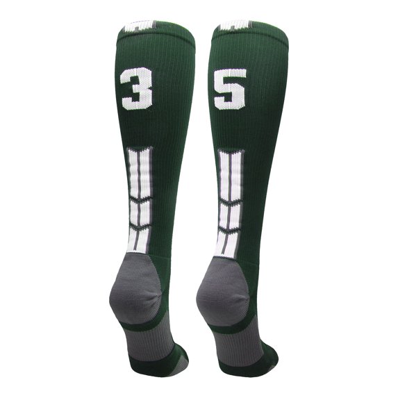 Player Id Number Socks Over the Calf Dark Green White (#35, Small)