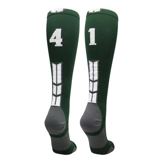 Player Id Number Socks Over the Calf Dark Green White (#41, Large)