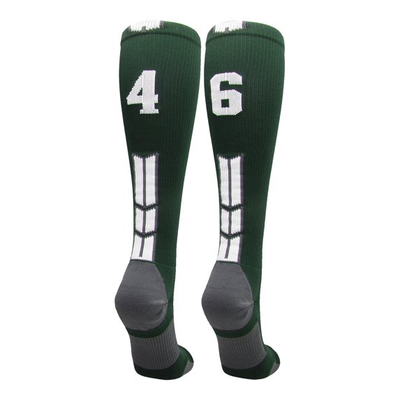 Player Id Number Socks Over the Calf Dark Green White (#46, Medium)