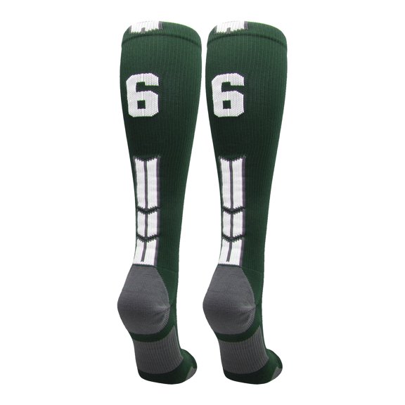 Player Id Number Socks Over the Calf Dark Green White (#66, Large)