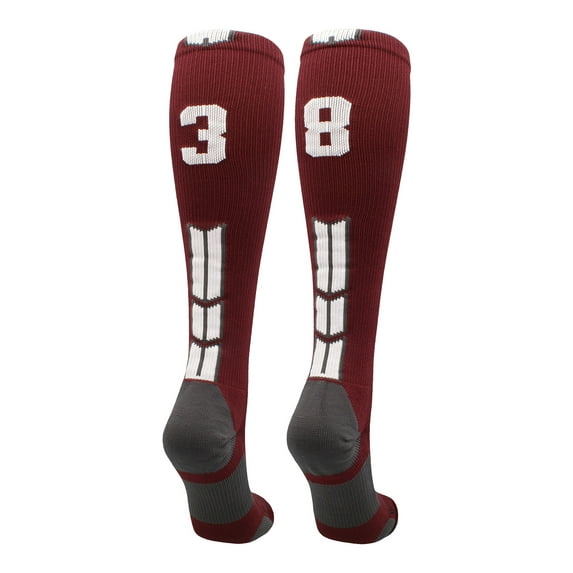 Player Id Number Socks Over the Calf Maroon White (#38, Medium)