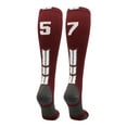 thumbnail image 1 of Player Id Number Socks Over the Calf Maroon White (#57, Medium), 1 of 2