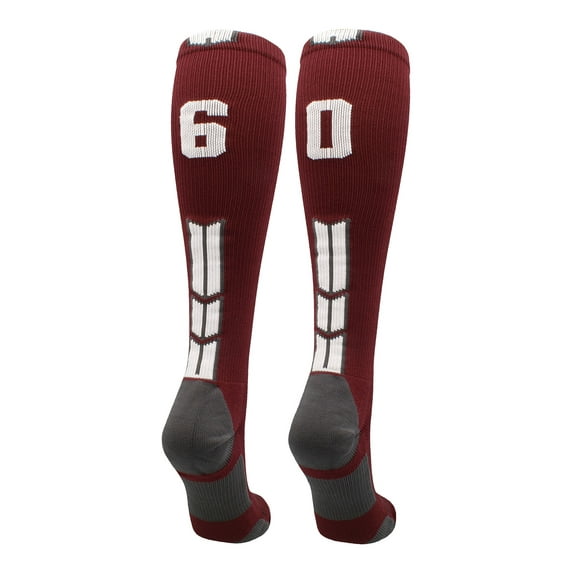 Player Id Number Socks Over the Calf Maroon White (#60, Medium)