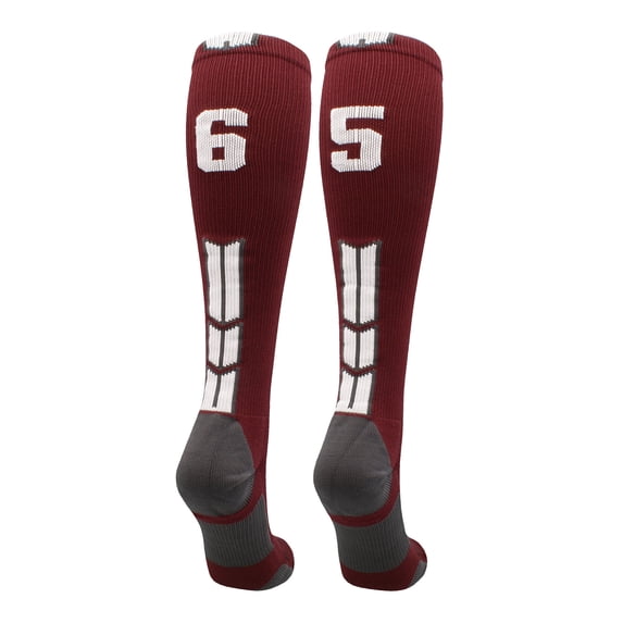 Player Id Number Socks Over the Calf Maroon White (#65, Small)