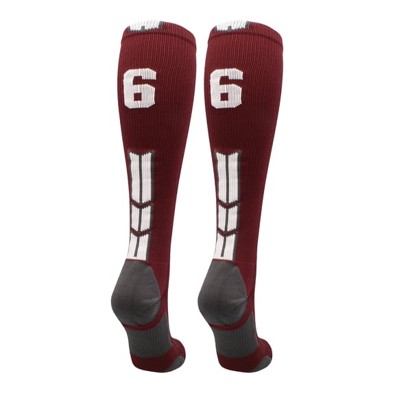 Player Id Number Socks Over the Calf Maroon White (#66, Large)