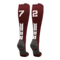 thumbnail image 1 of Player Id Number Socks Over the Calf Maroon White (#72, Medium), 1 of 2