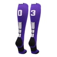 thumbnail image 1 of Player Id Number Socks Over the Calf Purple White (#03, Large), 1 of 2