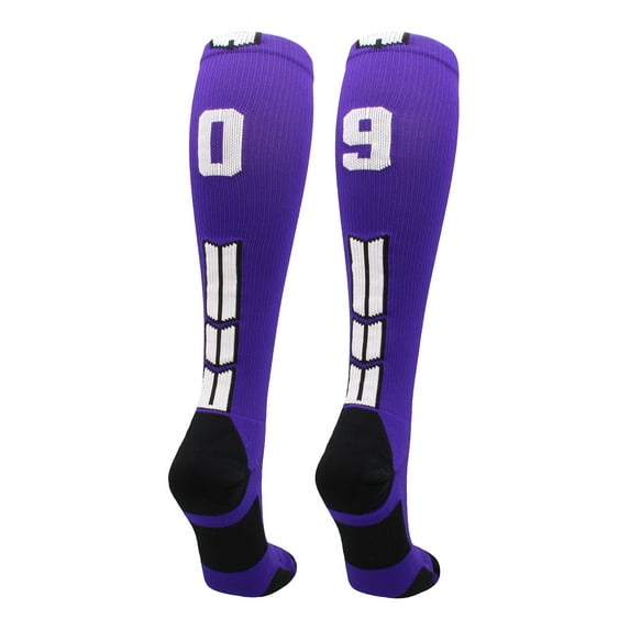 Player Id Number Socks Over the Calf Purple White (#09, Small)