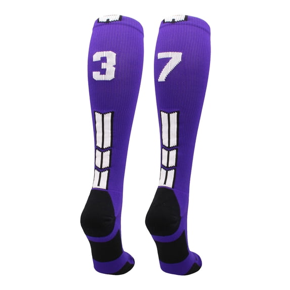 Player Id Number Socks Over the Calf Purple White (#37, Small)