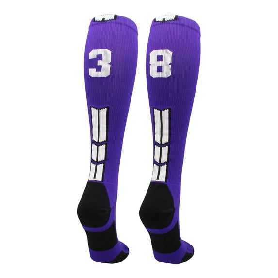 Player Id Number Socks Over the Calf Purple White (#38, Medium)